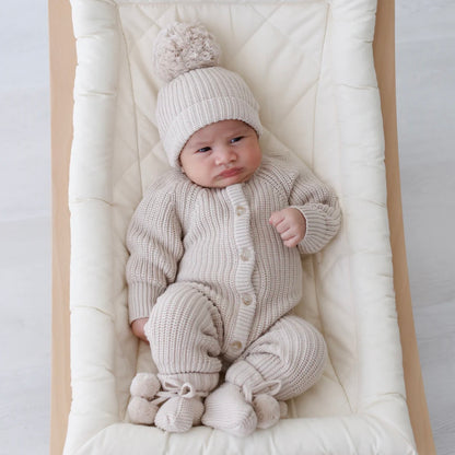 Thea With Love Chunky Knit Milky Coffee Baby Romper