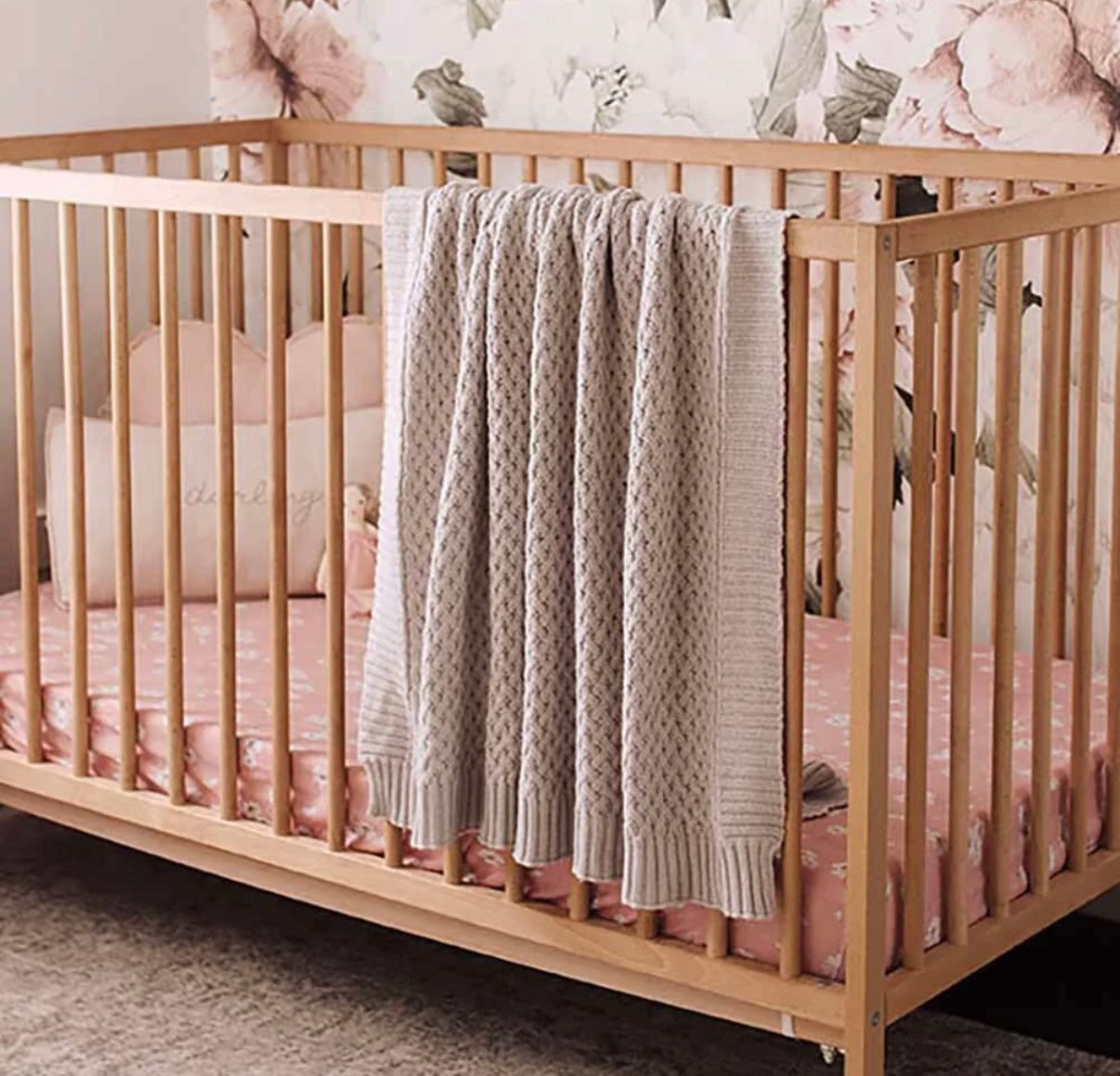 Snuggle Hunny Warm Grey Diamond Knit Baby Blanket