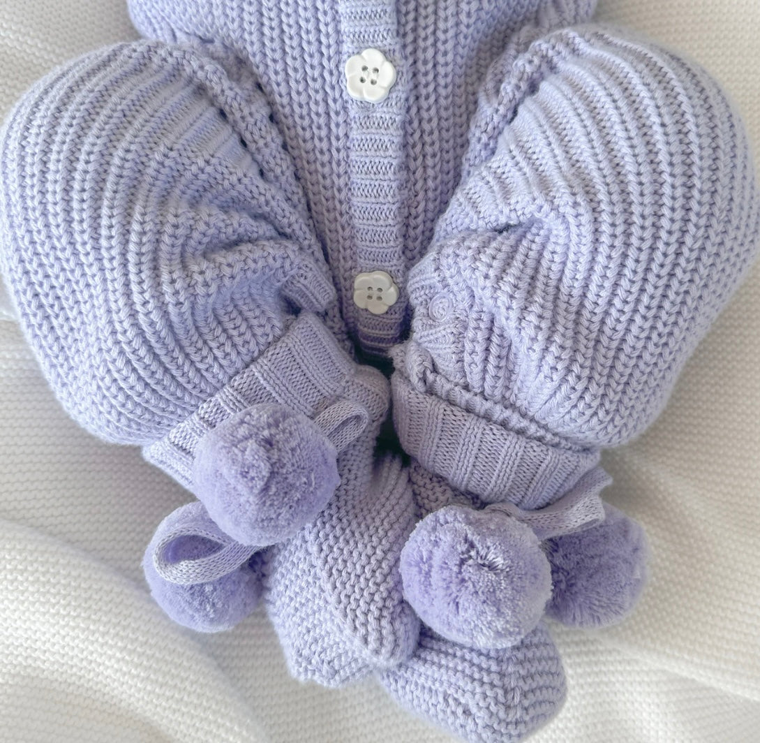 Thea With Love Knitted Booties Lavender