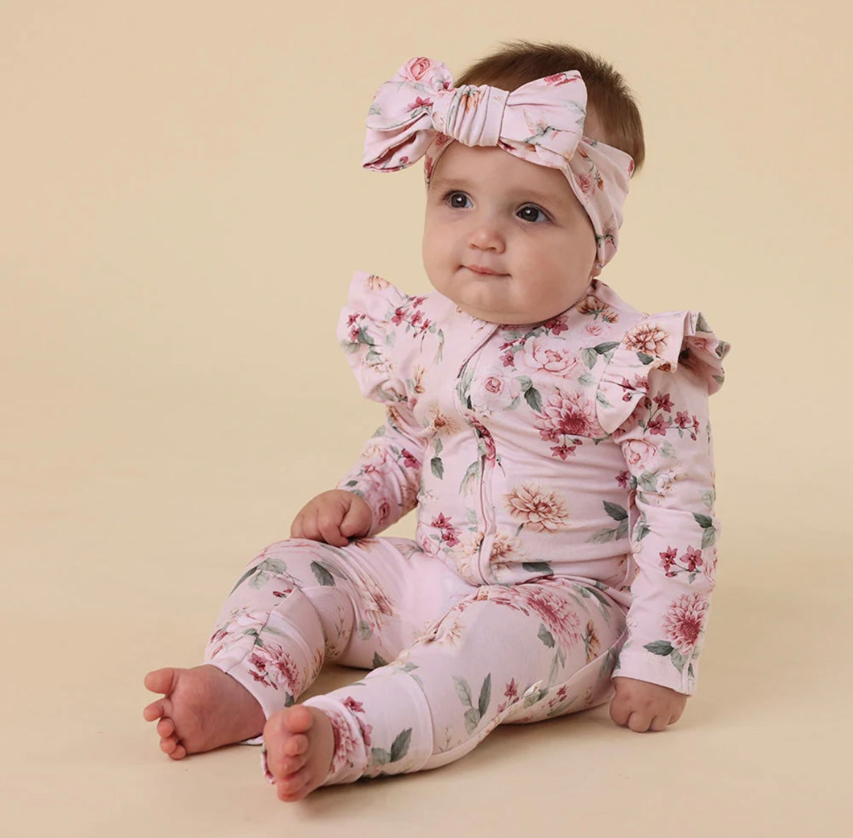 Snuggle Hunny Birds & Blooms Snugglesuit Convertible Romper