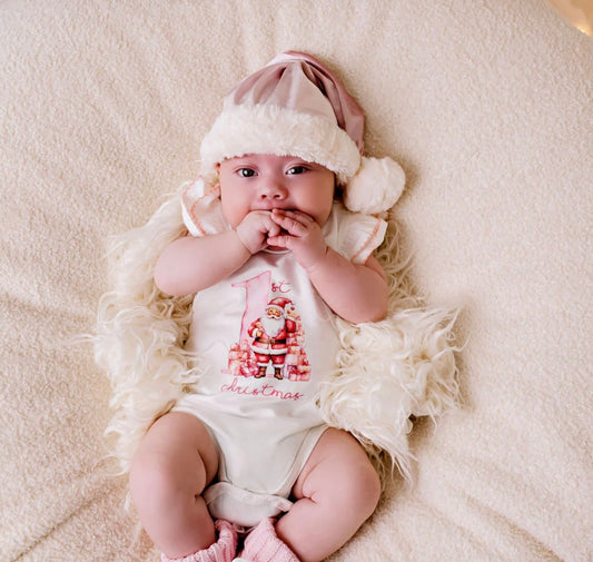 Confetti Kidz My First Christmas Bodysuit Pink Santa