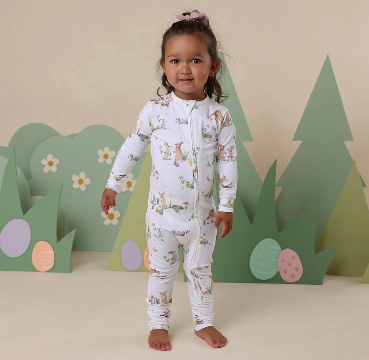 Snuggle Hunny Easter Bunnies Organic Snugglesuit Convertible Romper