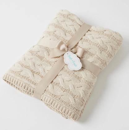 Jiggle & Giggle Aurora Cable Knit Baby Blanket Oatmeal