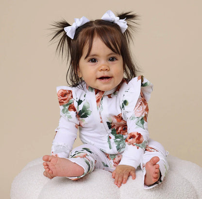 Snuggle Hunny Rosebud Snugglesuit Convertible Romper with Frill