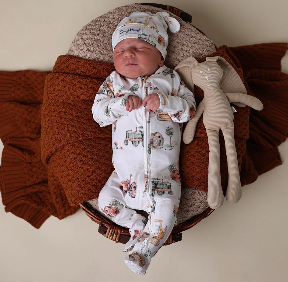 Snuggle Hunny Diggers & Tractors Snuggle Sleepsuit Zip Footie