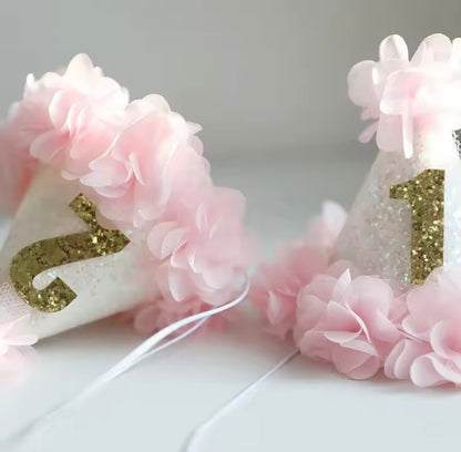 1st Birthday Hat Pink Floral