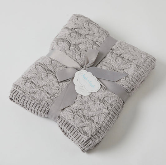Jiggle & Giggle Aurora Cable Knit Baby Blanket Grey