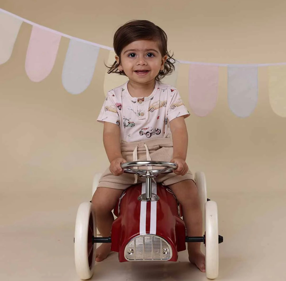 Snuggle Hunny Vintage Cars Short Sleeve Bodysuit