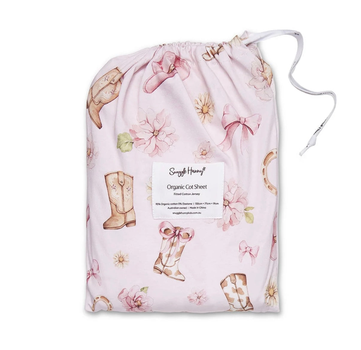 Snuggle Hunny Boots & Bows Fitted Cot Sheet