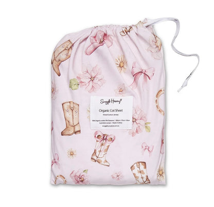 Snuggle Hunny Boots & Bows Fitted Cot Sheet
