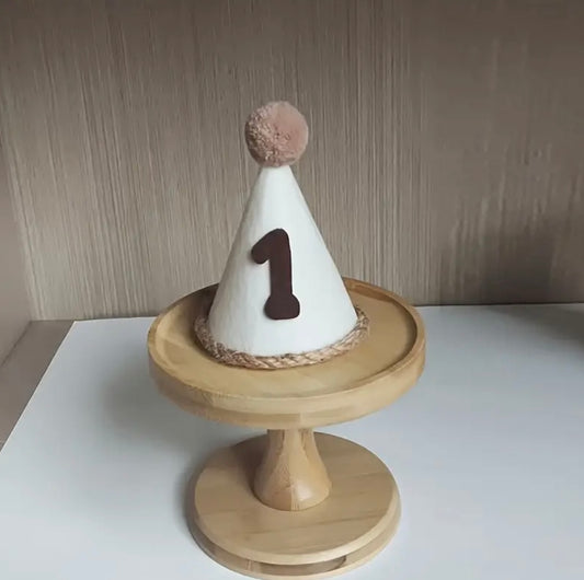 1st Birthday Hat White Pompom