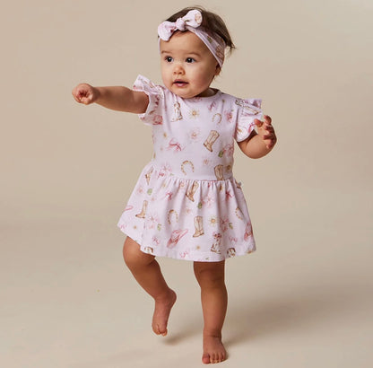 Snuggle Hunny Boots & Bows Short Sleeve Dress