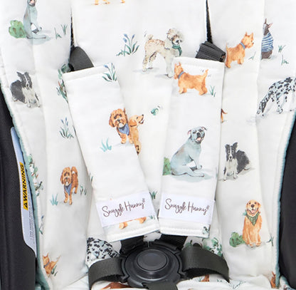 Snuggle Hunny Dog Park Universal Reversible Pram Strap Covers