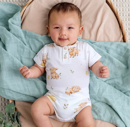 Snuggle Hunny Highland Cows Short Sleeve Bodysuit