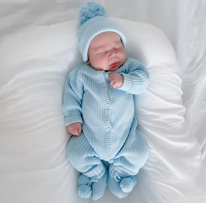 Thea With Love Chunky Knit Sky Blue Romper