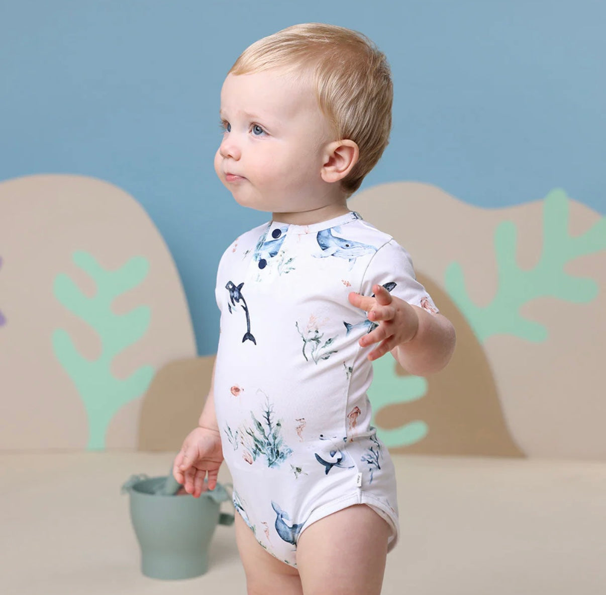 Snuggle Hunny Ocean Short Sleeve Bodysuit