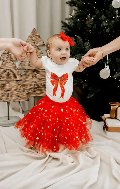 Confetti Kidz Classic Christmas Tulle Skirt Red Stars