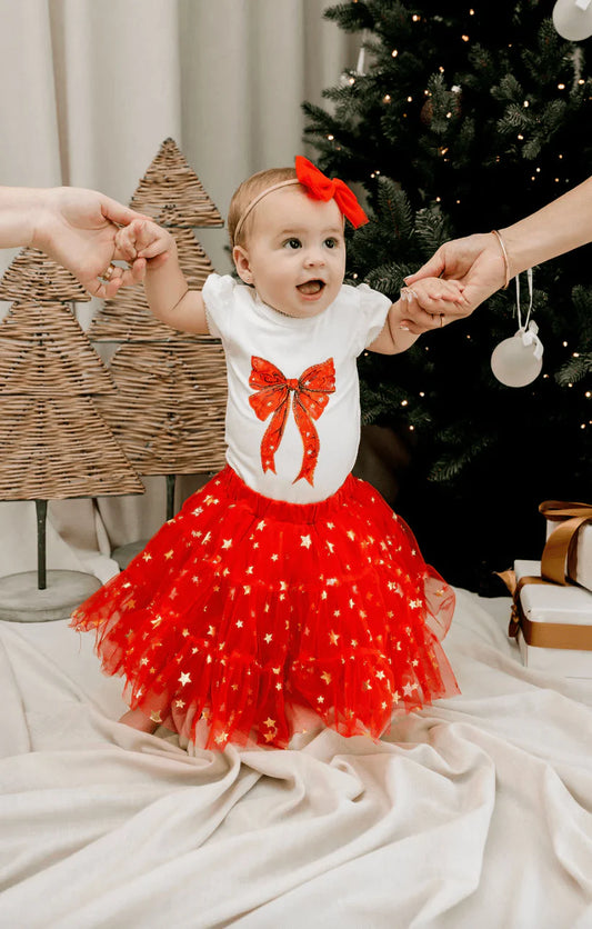 Confetti Kidz Classic Christmas Tulle Skirt Red Stars