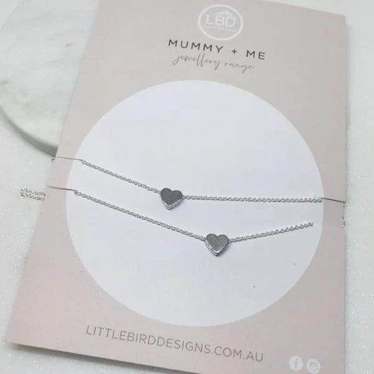 Mummy & Me Mother & Daughter Heart Necklaces Silver