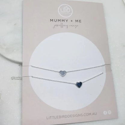 Mummy & Me Mother & 2 Daughters Heart Necklaces Silver