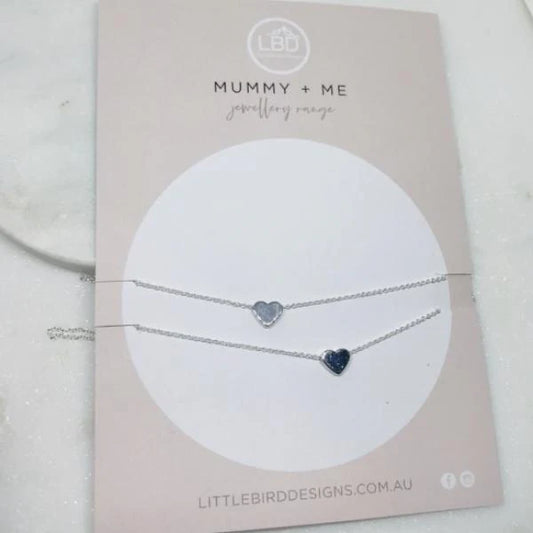 Mummy & Me Mother & 2 Daughters Heart Necklaces Silver