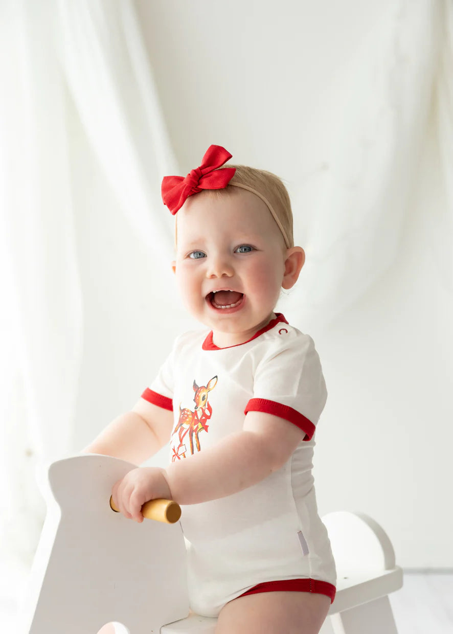 Child of Mine Red Baby Deer Xmas Bodysuit
