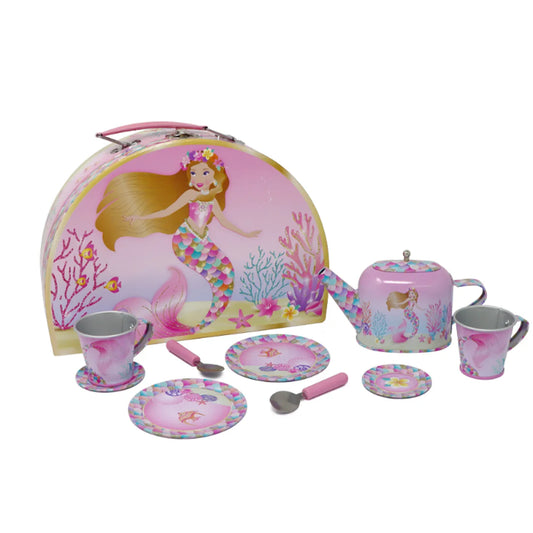 Pink Poppy Enchanted Mermaid Tin Tea Set