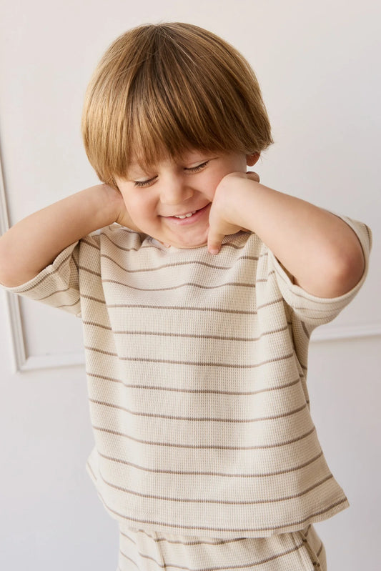 Jamie Kay Waffle Leith Tee Stripe Cassava/Batch