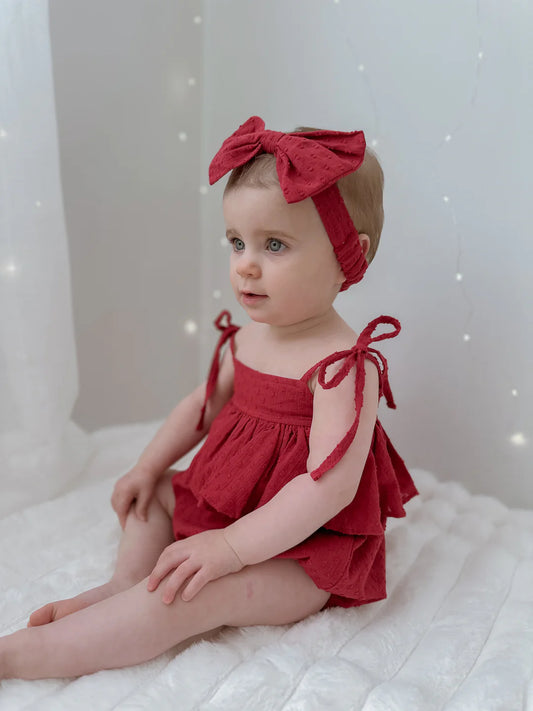Blossom & Pear Scarlett Dobby Tie Romper