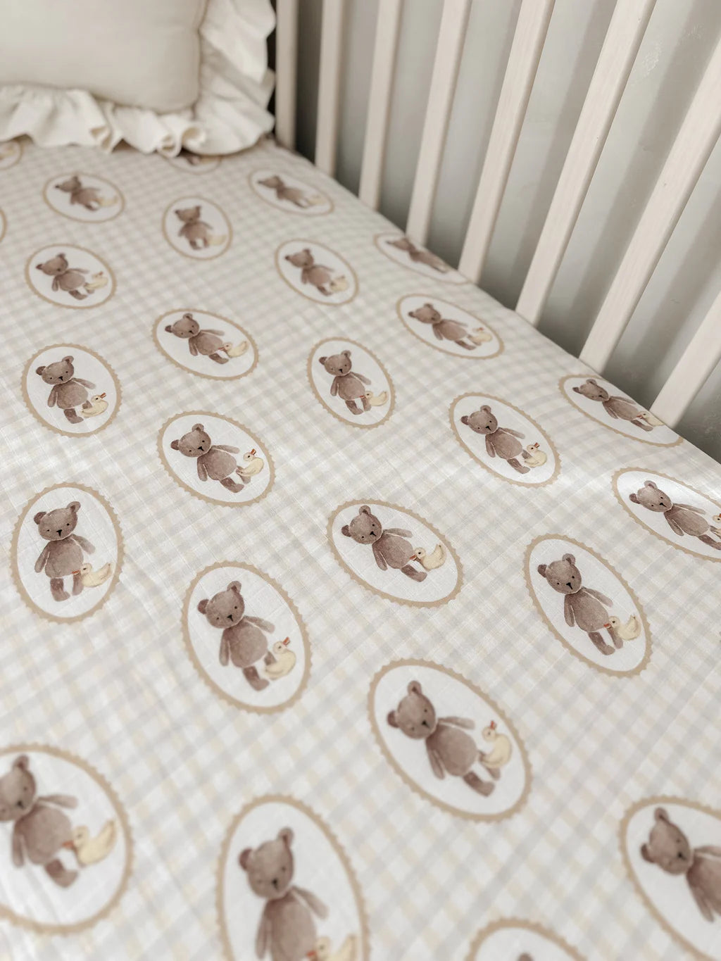 Pop Ya Tot Ted & Duck Fitted Cot Sheet