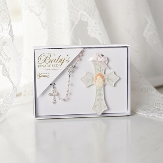 Roman Giftware Baby Girl Rosary & Cross Set
