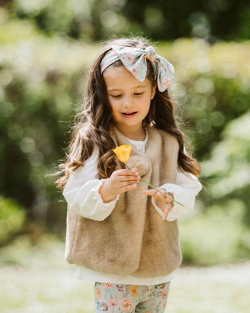 Bébé by Minihaha Beige Pom Pom Faux Fur Vest