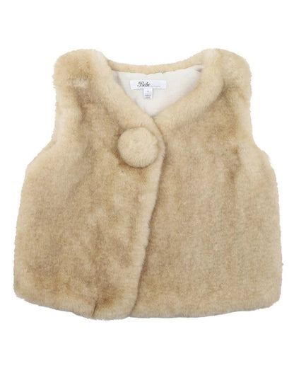 Bébé by Minihaha Beige Pom Pom Faux Fur Vest