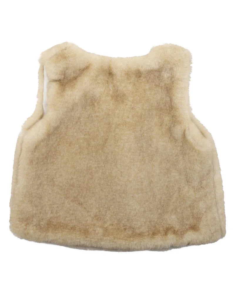 Bébé by Minihaha Beige Pom Pom Faux Fur Vest