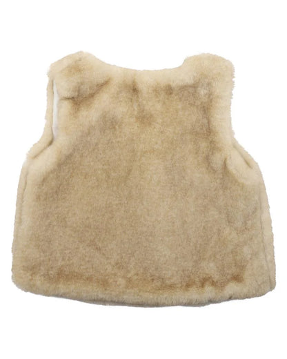 Bébé by Minihaha Beige Pom Pom Faux Fur Vest