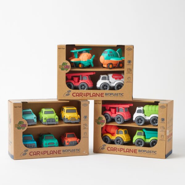 Jiggle & Giggle Bioplastic Car & Plane Set – 3  Designs
