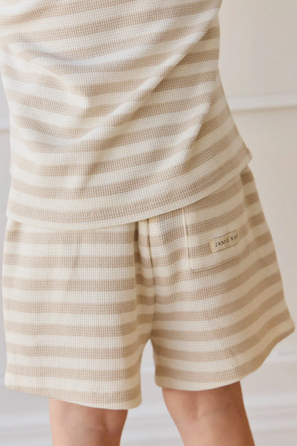 Jamie Kay Waffle Leith Shorts Stripe Oat/Cloud
