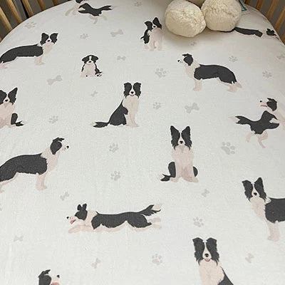 Smitten Bub Co Border Collie Fitted Cot Sheet
