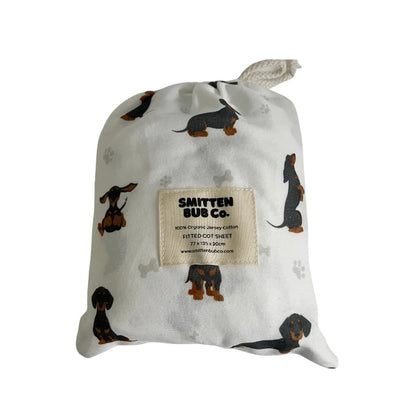 Smitten Bub Co Dachshund Fitted Cot Sheet