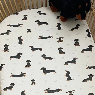 Smitten Bub Co Dachshund Fitted Cot Sheet