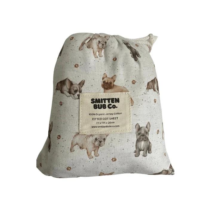 Smitten Bub Co French Bulldog Fitted Cot Sheet