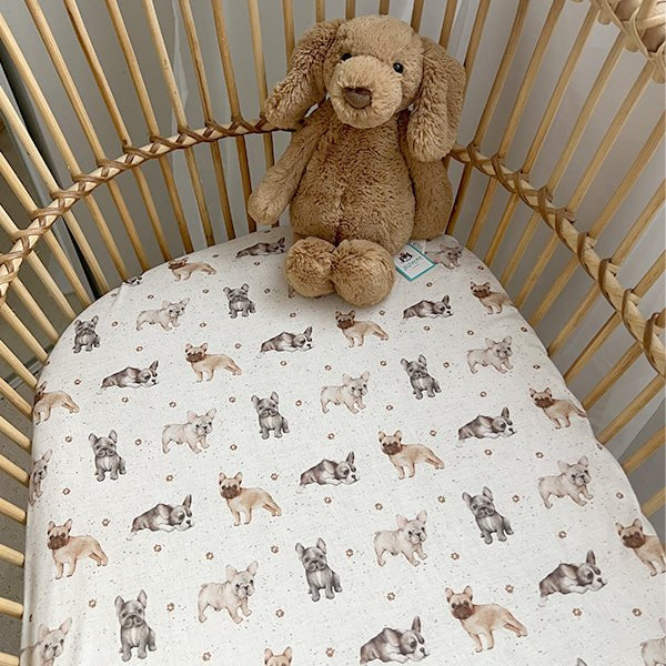 Smitten Bub Co French Bulldog Fitted Cot Sheet
