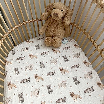 Smitten Bub Co French Bulldog Fitted Cot Sheet