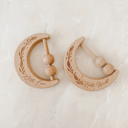 Blossom & Pear Wooden Moon Rattle