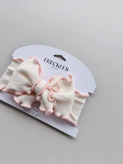 Freckles The Label Knit Frill Baby Headband Snow/Sweetpea