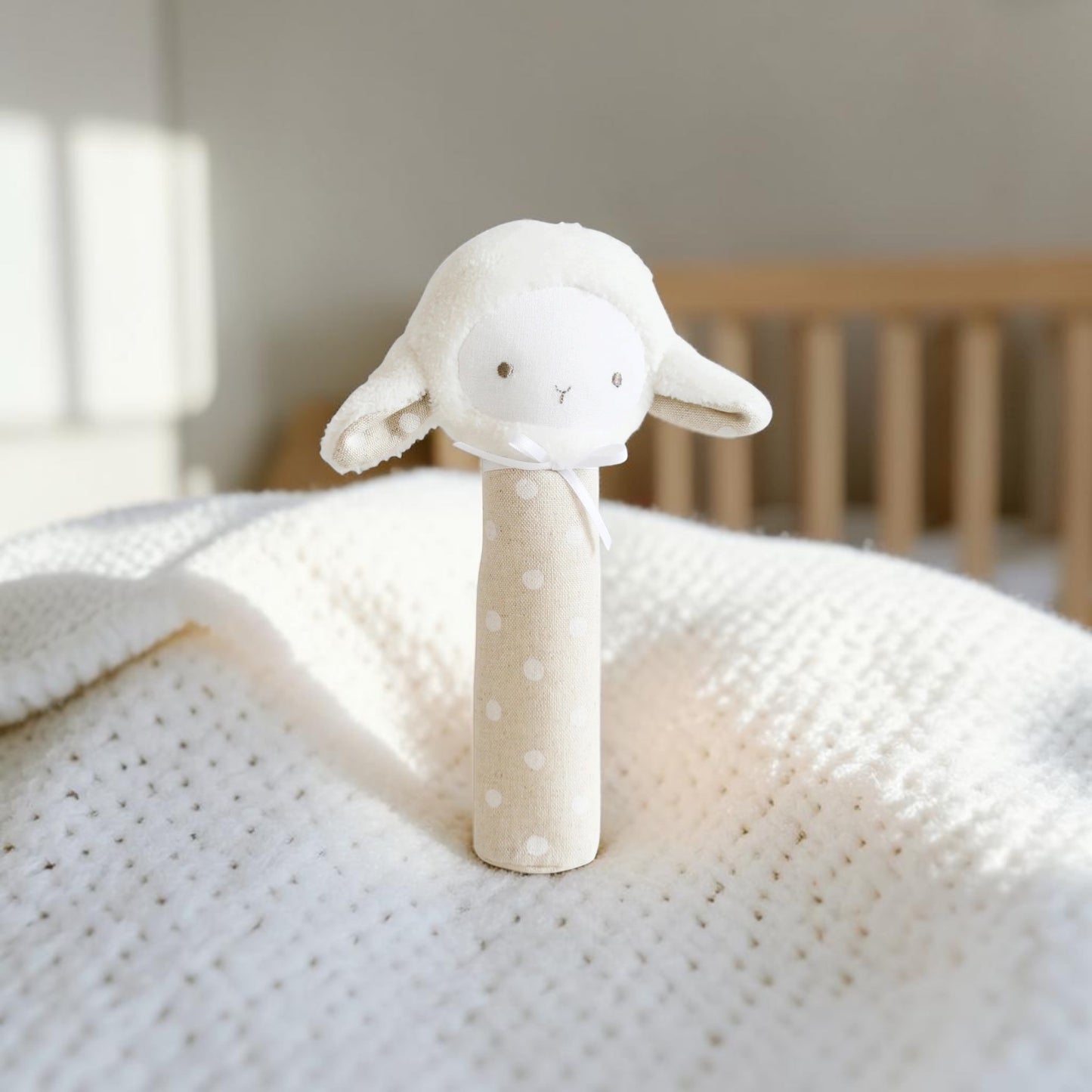 Alimrose Lamby Squeaker White Linen Spot