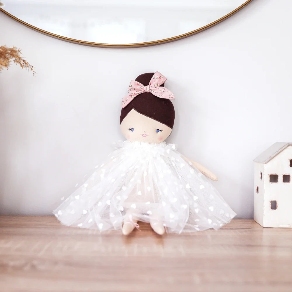 Alimrose Mia Doll White Flocked Heart Tulle