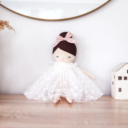 Alimrose Mia Doll White Flocked Heart Tulle
