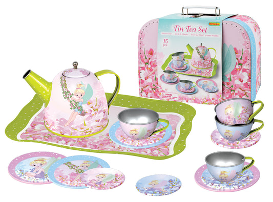 Kaper Kidz 15-Piece Flower Fairy Tin Tea Set