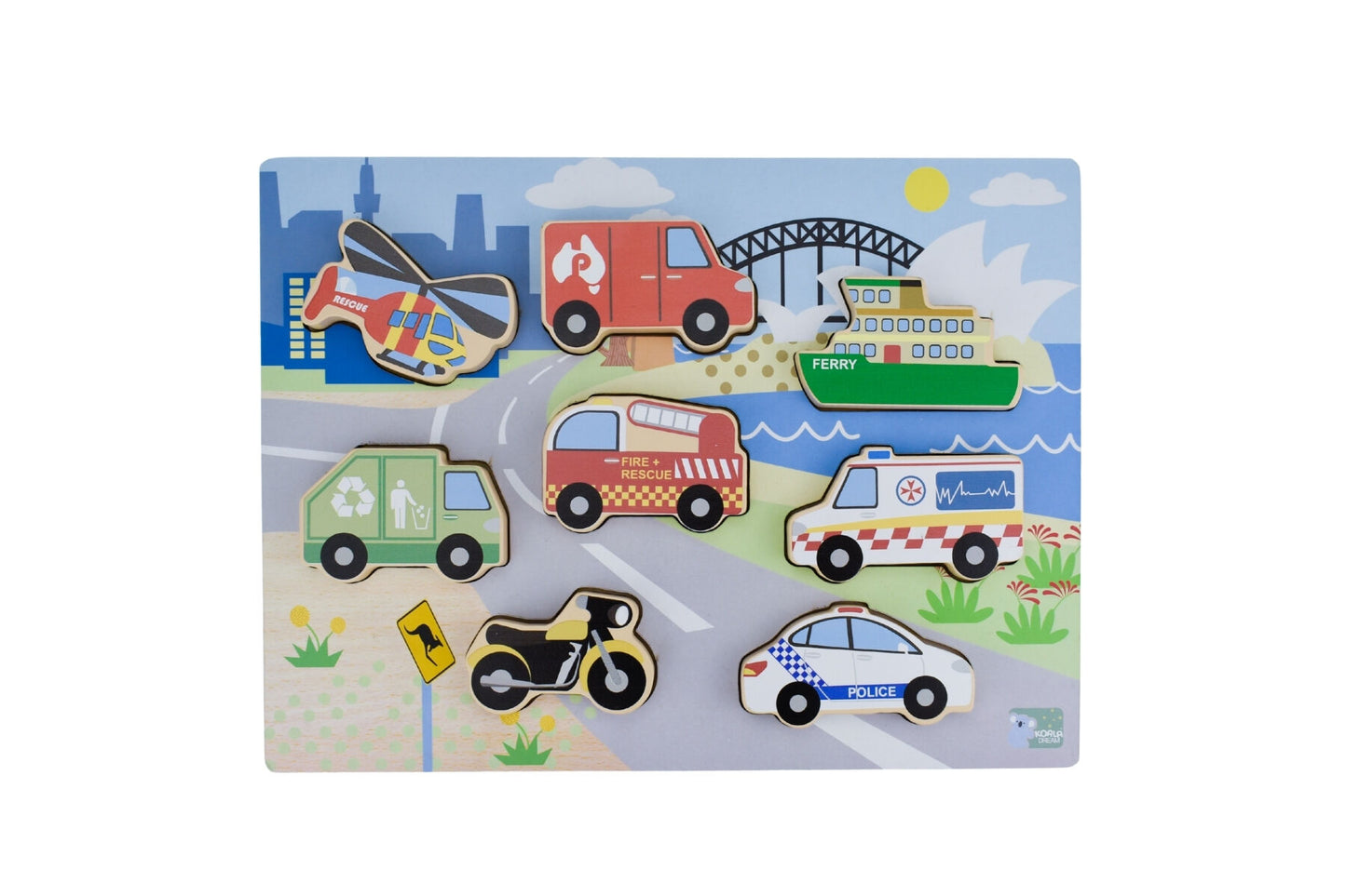 Koala Dream Wooden Chunky Aussie Transport Vehicle Puzzle